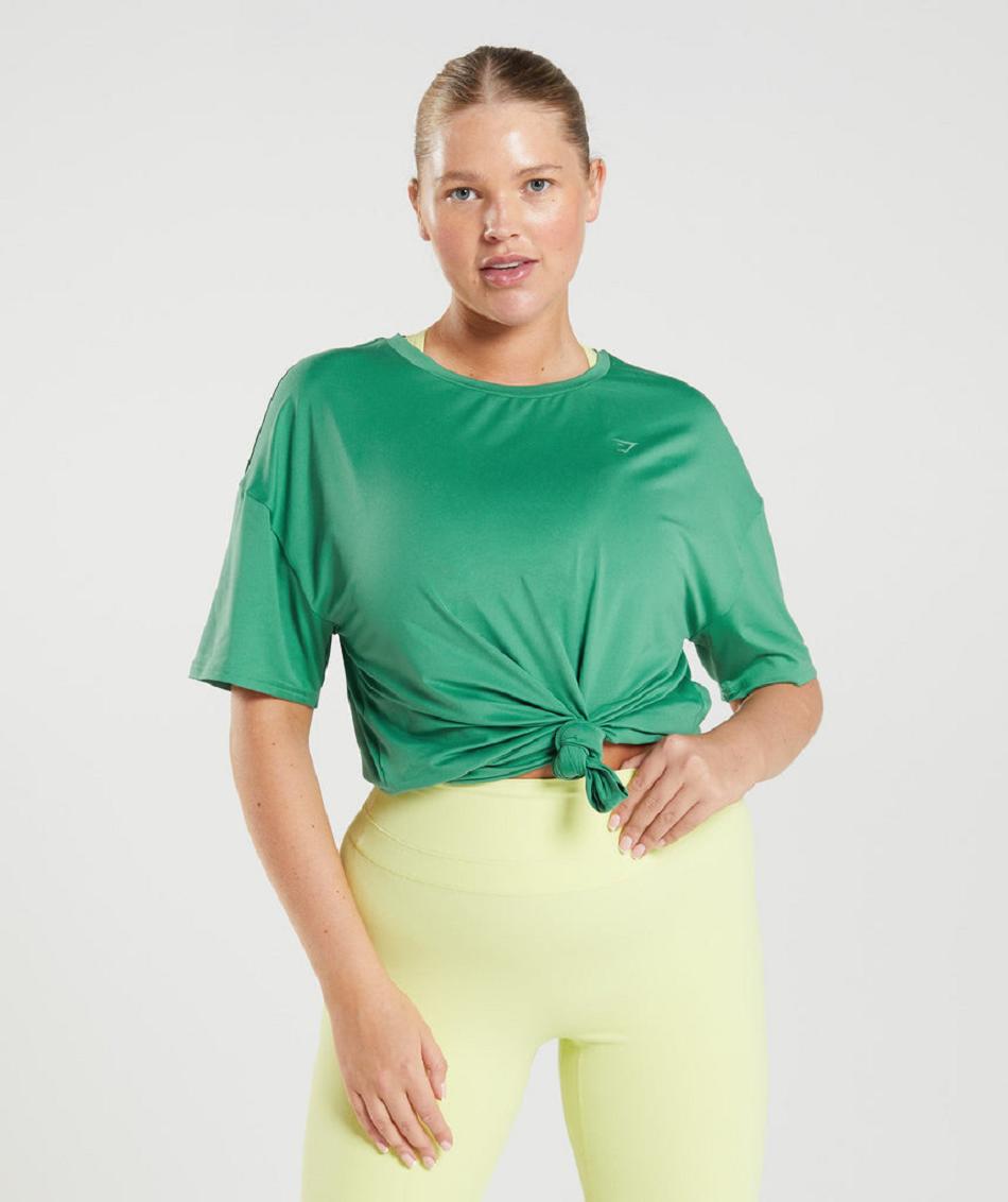 T Shirts Gymshark Whitney Oversized Mujer Verde | CO 2262BEX